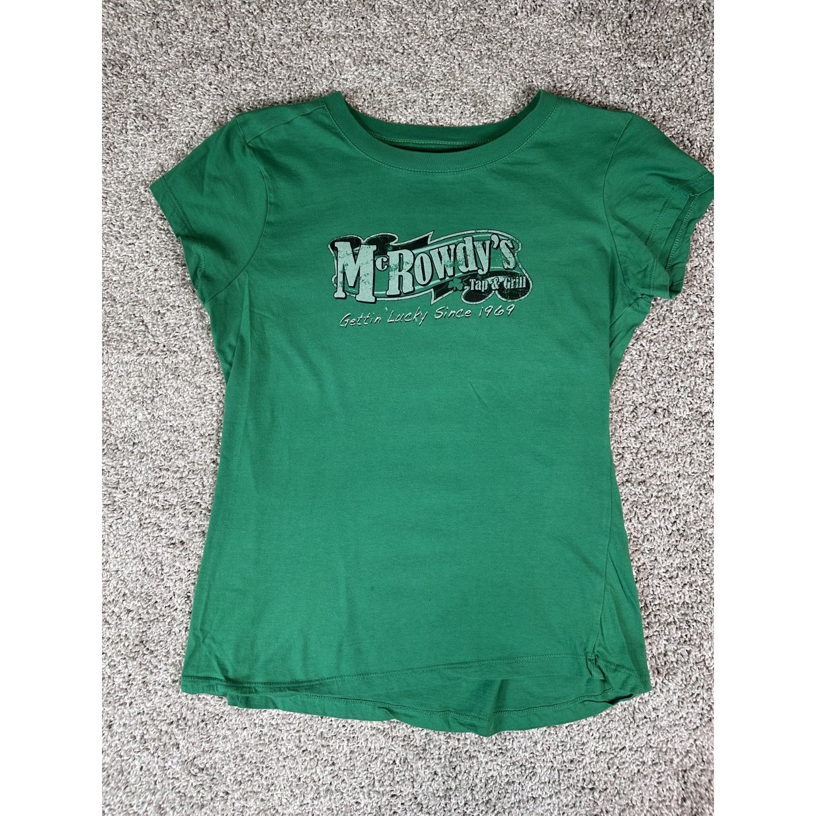 Vanity M.Rowdy's T Shirt Size Xl Green Cap Sleeves 100% Cotton Casual Streetwear